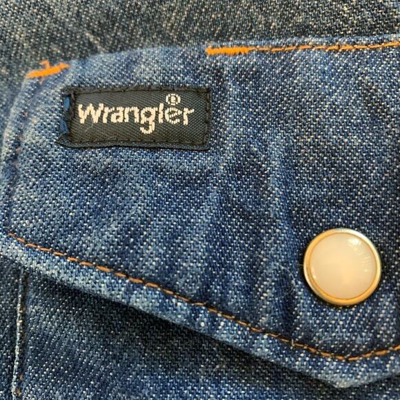 WRANGLER Rigid Denim Long Sleeve Pearl Snap Workshirt Medium - Picture 6 of 11